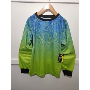 Brava Youth Goalie Soccer Jersey Long Sleeve Padded Shirt Blue Green L